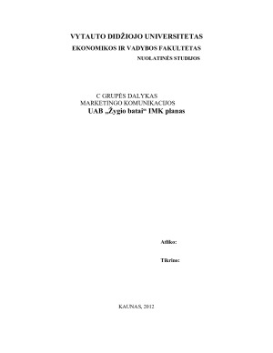 UAB „Žygio batai“ IMK planas