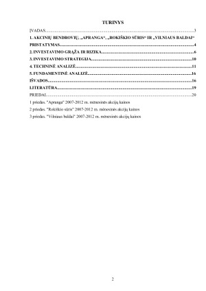 AKCINIŲ BENDROVIŲ „APRANGA“, „ROKIŠKIO SŪRIS“ ir „VILNIAUS BALDAI“ INVESTICINĖ ANALIZĖ. Paveikslėlis 2