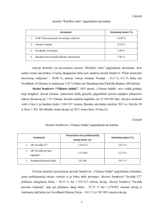 AKCINIŲ BENDROVIŲ „APRANGA“, „ROKIŠKIO SŪRIS“ ir „VILNIAUS BALDAI“ INVESTICINĖ ANALIZĖ. Paveikslėlis 5
