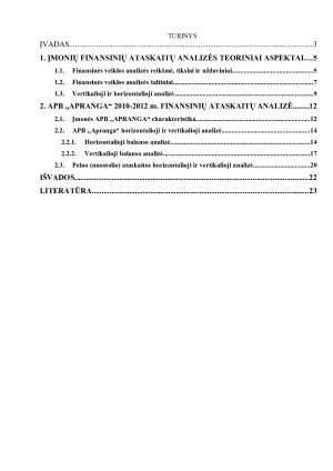 „AB „Apranga“ finansinių ataskaitų analizė ir finansinės būklės įvertinimas