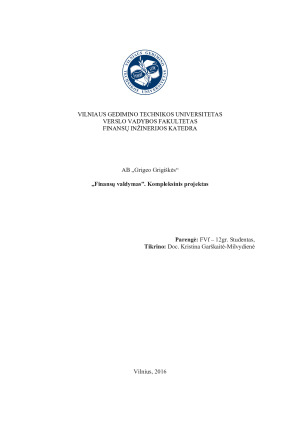 „AB „Grigeo Grigiškės“ trejų metų veiklos ekonominė analizė