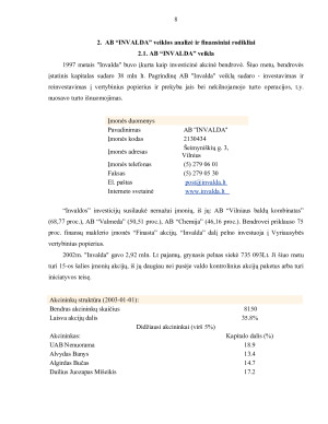 AB  INVALDA finansinė analizė ir rodiklių skaičiavimas. Paveikslėlis 8