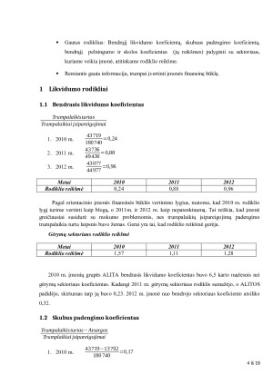 AB „Alita“ finansinės būklės analizė. Paveikslėlis 4