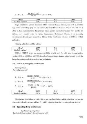 AB „Alita“ finansinės būklės analizė. Paveikslėlis 7