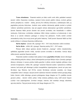 AB „Apranga“ finansinės veiklos analizė