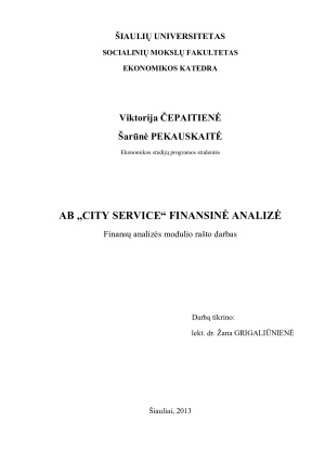 AB „CITY SERVICE“ FINANSINĖ ANALIZĖ