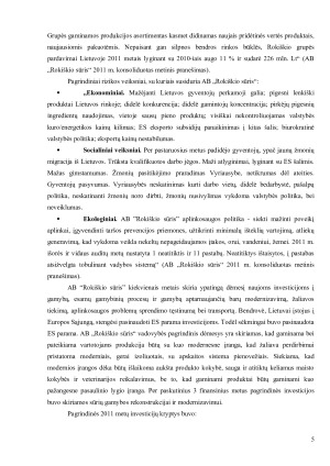 AB „ROKIŠKIO SŪRIS“ ANALIZĖ. Paveikslėlis 5