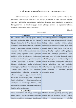 AB „ROKIŠKIO SŪRIS“ ANALIZĖ. Paveikslėlis 7