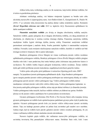 AB „Rokiškio sūris“ finansinės veiklos analizė. Paveikslėlis 8