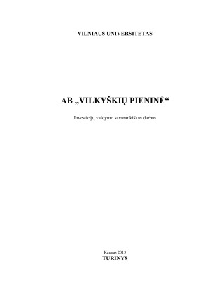AB „VILKYŠKIŲ PIENINĖ“ makroekonominių rodiklių analizė