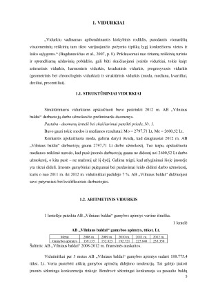 AB „VILNIAUS BALDAI“ VEIKLOS ANALIZĖ, TAIKANT STATISTINIUS METODUS. Paveikslėlis 5