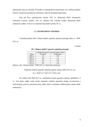 AB „VILNIAUS BALDAI“ VEIKLOS ANALIZĖ, TAIKANT STATISTINIUS METODUS. Paveikslėlis 6