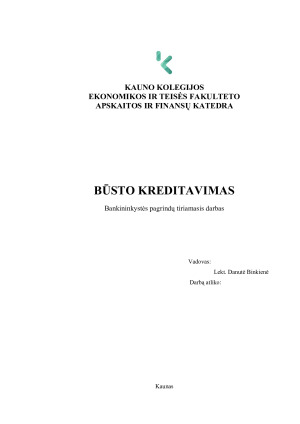 BŪSTO KREDITAVIMAS