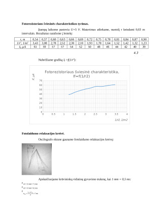 Puslaidininkio fotorezistoriaus vidinio fotoefekto tyrimas. Paveikslėlis 4