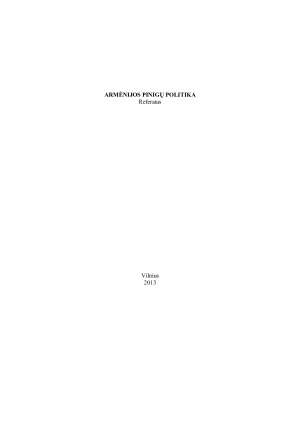 ARMĖNIJOS PINIGŲ POLITIKA