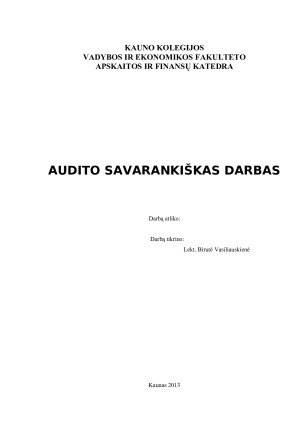 AUDITO SAVARANKIŠKAS DARBAS