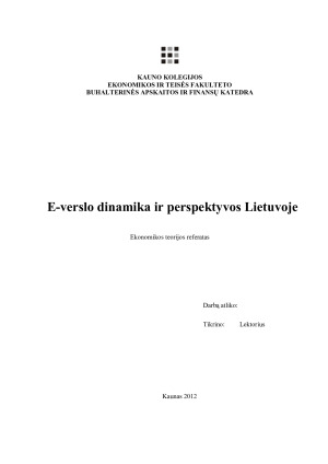 E-verslo dinamika ir perspektyvos Lietuvoje