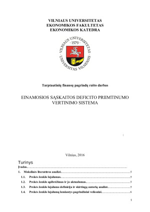 EINAMOSIOS SĄSKAITOS DEFICITO PRIIMTINUMO VERTINIMO SISTEMA