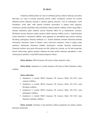 ERGO INSURANCE SE LIETUVOS FILIALO FINANSINĖS VEIKLOS ANALIZĖ IR VERTINIMAS. Paveikslėlis 3