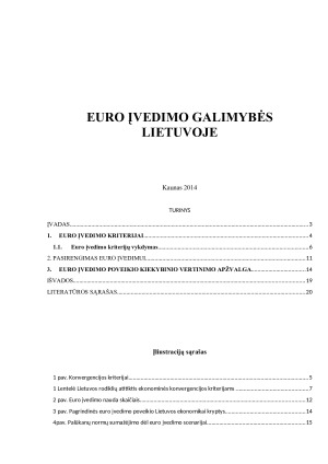 EURO ĮVEDIMO GALIMYBĖS LIETUVOJE