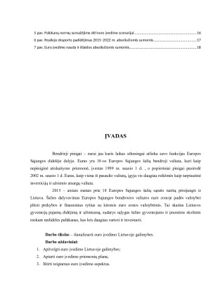 EURO ĮVEDIMO GALIMYBĖS LIETUVOJE. Paveikslėlis 2