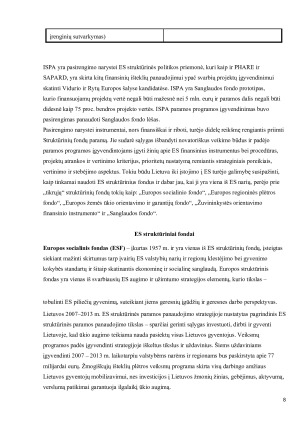 EUROPOS SĄJUNGOS STRUKTŪRINIŲ FONDŲ ĮSISAVINIMAS IR PROBLEMOS LIETUVOJE. Paveikslėlis 8