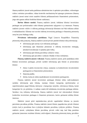 FINANSINĖS PASLAUGOS VALIUTOS KEITIMAS, FINANSINIS TARPININKAVIMAS. Paveikslėlis 9