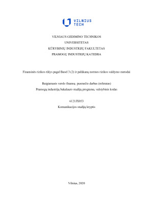 Finansinės rizikos rūšys pagal Basel 3 (2) ir palūkanų normos rizikos valdymo metodai