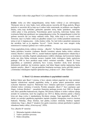 Finansinės rizikos rūšys pagal Basel 3 (2) ir palūkanų normos rizikos valdymo metodai. Paveikslėlis 3