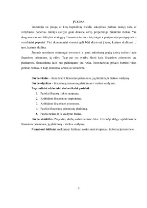 Finansinių priemonių platinimo ir rizikos valdymo analizė. Paveikslėlis 2