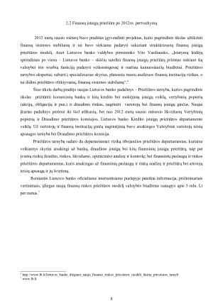 FINANSŲ INSTITUCIJŲ PRIEŽIŪRA. Paveikslėlis 8