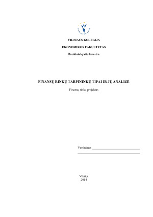 FINANSŲ RINKŲ TARPININKŲ TIPAI IR JŲ ANALIZĖ