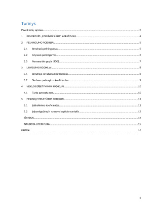 ĮMONĖS ,,ROKIŠKIO SŪRIS‘‘ FINANSINIŲ RODIKLIŲ APŽVALGA. Paveikslėlis 2