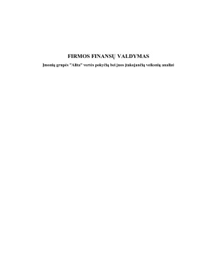 Įmonių grupės ”Alita” vertės pokyčių bei juos įtakojančių veiksnių analizė