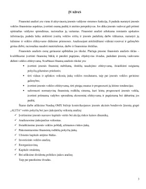 Įmonių grupės ”Alita” vertės pokyčių bei juos įtakojančių veiksnių analizė. Paveikslėlis 3