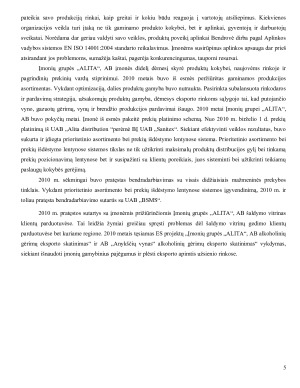 Įmonių grupės ”Alita” vertės pokyčių bei juos įtakojančių veiksnių analizė. Paveikslėlis 5