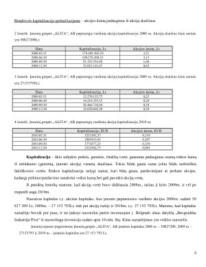 Įmonių grupės ”Alita” vertės pokyčių bei juos įtakojančių veiksnių analizė. Paveikslėlis 8