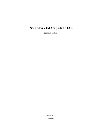 INVESTAVIMAS Į AKCIJAS