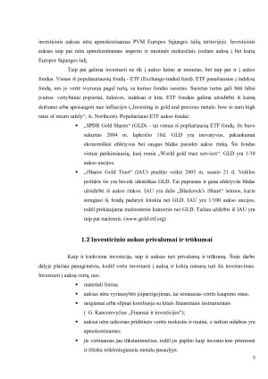 Investavimas į auksą. Paveikslėlis 5