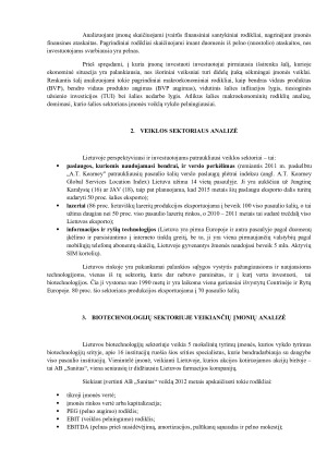 INVESTAVIMO GALIMYBIŲ Į BIOTECHNOLOGIJŲ SEKTORIAUS ĮMONIŲ AKCIJAS FUNDAMENTINĖ ANALIZĖ. Paveikslėlis 2