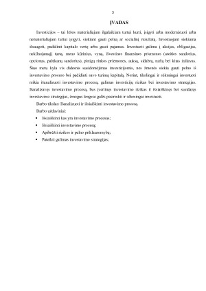 INVESTAVIMO PROCESO ANALIZĖ. Paveikslėlis 3