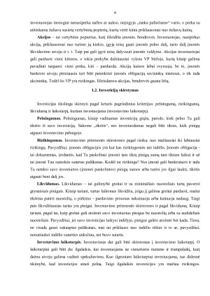 INVESTAVIMO PROCESO ANALIZĖ. Paveikslėlis 6