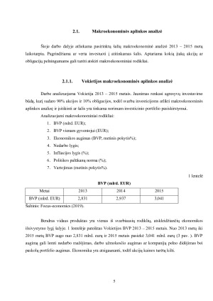 Investicinio portfelio formavimas iš skirtingų priemonių dvejose šalyse. Paveikslėlis 5