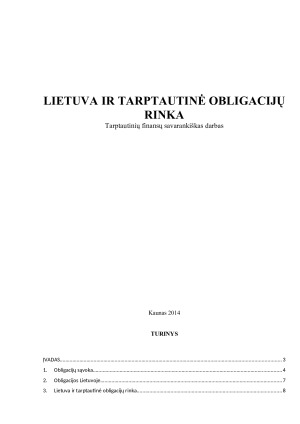 LIETUVA IR TARPTAUTINĖ OBLIGACIJŲ RINKA