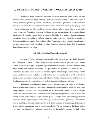 IŠVESTINĖS FINANSINĖS PRIEMONĖS IR INVESTAVIMO Į JAS RIZIKOS. Paveikslėlis 8