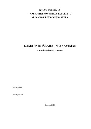 KASDIENIŲ IŠLAIDŲ PLANAVIMAS