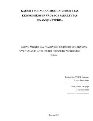 KAUNO MIESTO SAVIVALDYBĖS BIUDŽETO SUDARYMAS, VYKDYMAS IR ANALIZĖ BEI BIUDŽETO PROBLEMOS