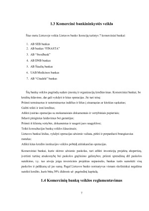 Komercinių bankų sistema ir jos kitimo ekonominė analizė Lietuvoje. Paveikslėlis 7