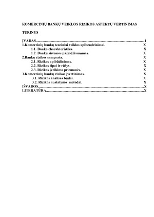 Komercinių bankų veiklos rizikos vertinimo būdai