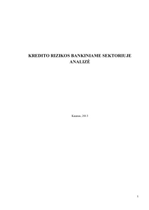KREDITO RIZIKOS BANKINIAME SEKTORIUJE ANALIZĖ